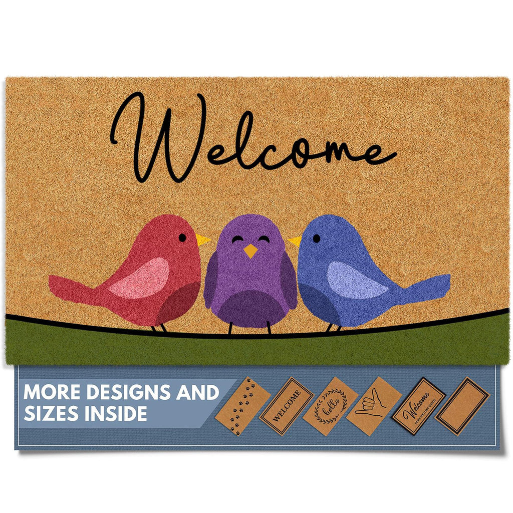 Barnyard Designs Natural Coco Coir Heavy Duty Backing Doormat - Large Cute Non-Slip Front Door Welcome Mat for Outside Entrance or Porch Entry, Brown (17x30, Paws)