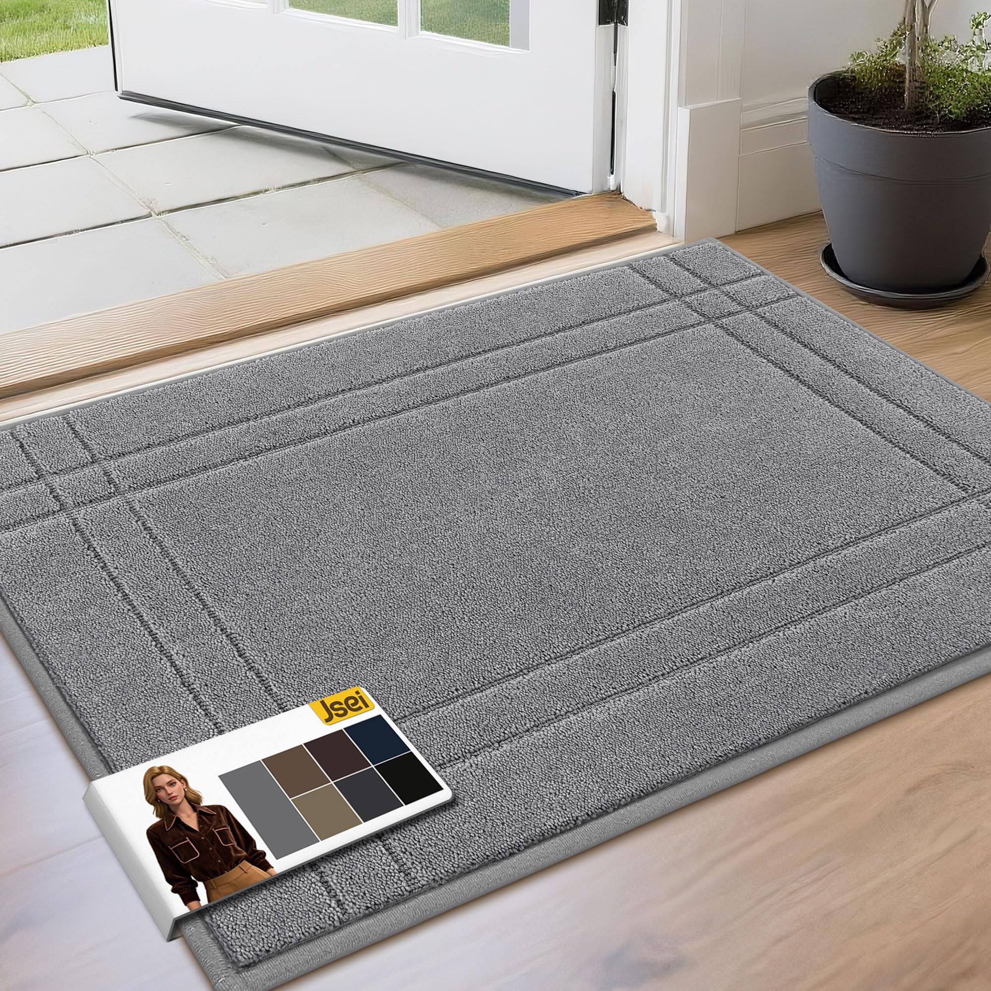 JSEI Entryway Rugs Doormat 32"x48", Non-Slip Dirt Trapper Door Mats Indoor, Washable Absorbent and Stain Resist Welcome Floor Mat for Front Door, Dog Door Mat, Dirty Wet Shoes & Paws, Navy Blue