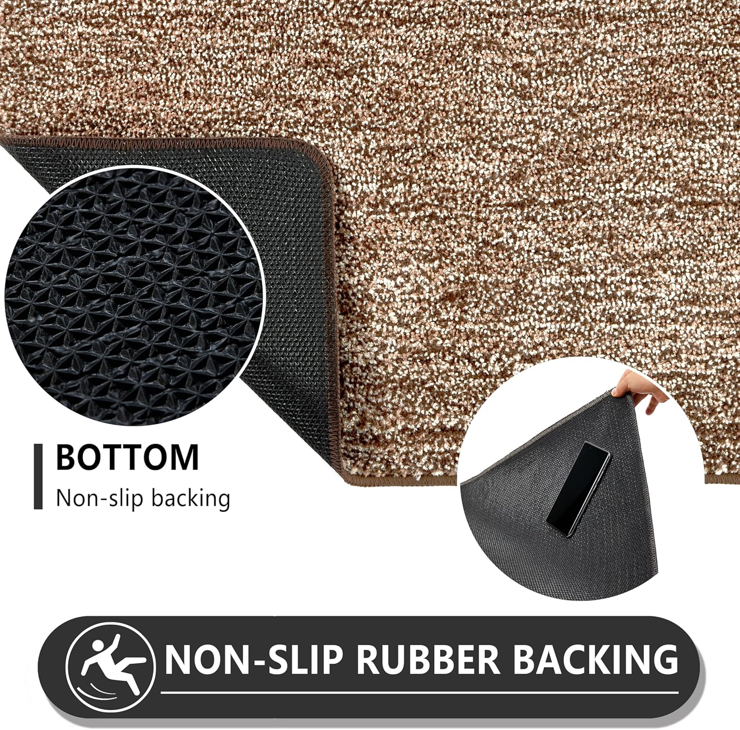 REFETONE Indoor Doormat, Front Door Mat 32"x40" Absorbent Rubber Backing Non Slip Door Mats, Washable Low-Profile Inside Floor Mat Door Rugs for Entryway, Resist Dirt Mud Mat for Dogs, Coffee/Brown
