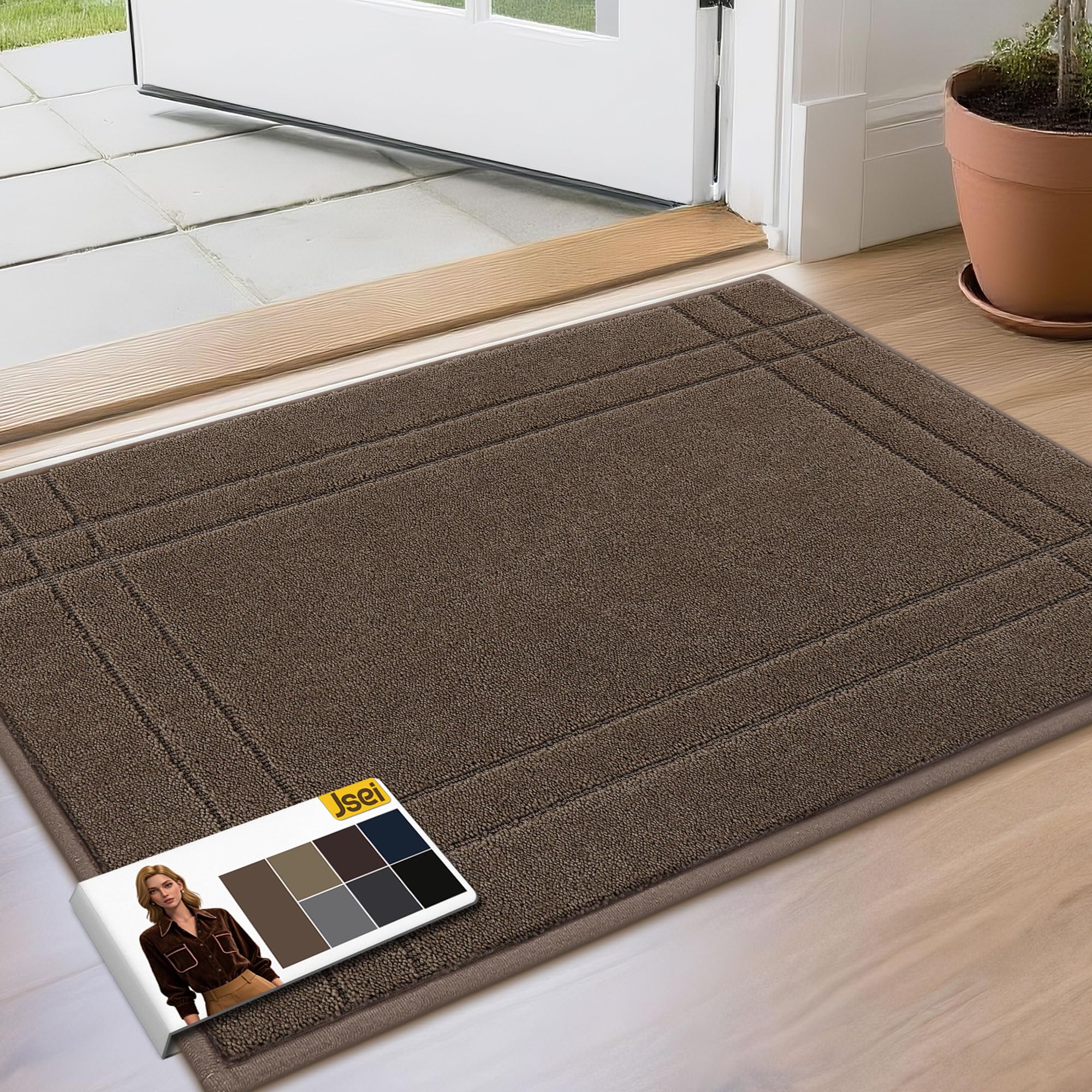 JSEI Entryway Rugs Doormat 32"x48", Non-Slip Dirt Trapper Door Mats Indoor, Washable Absorbent and Stain Resist Welcome Floor Mat for Front Door, Dog Door Mat, Dirty Wet Shoes & Paws, Navy Blue