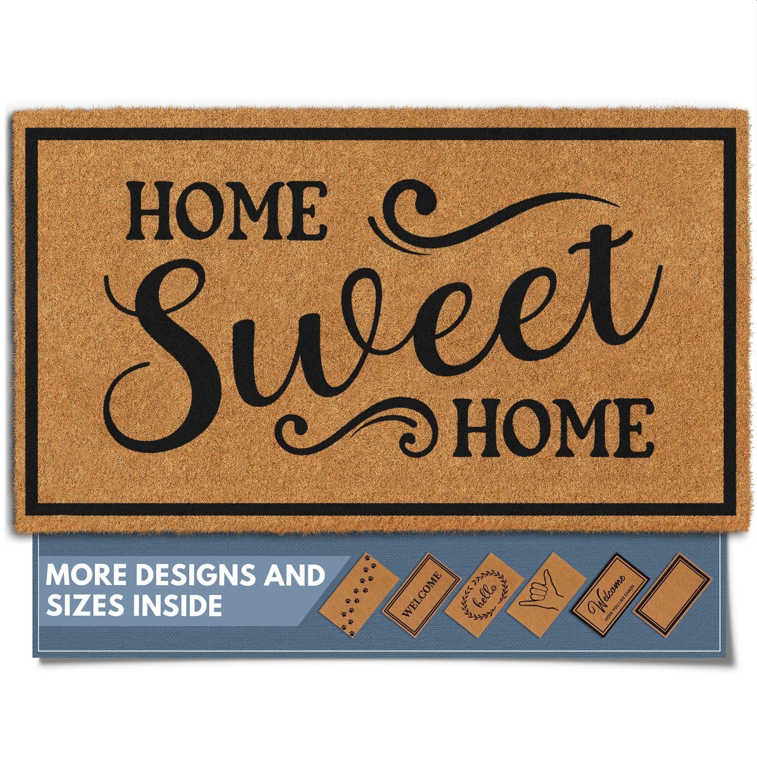 Barnyard Designs Natural Coco Coir Heavy Duty Backing Doormat - Large Cute Non-Slip Front Door Welcome Mat for Outside Entrance or Porch Entry, Brown (17x30, Paws)