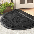 tchdio Door Mat Outdoor Indoor Entrance Doormat-Semicircular Durable Rubber Non Slip Front Door Mat for Outside Inside Entry Entryway Dirt Trapper WelcomeMat for Muddy Paws and Shoes-Black 17”x30”