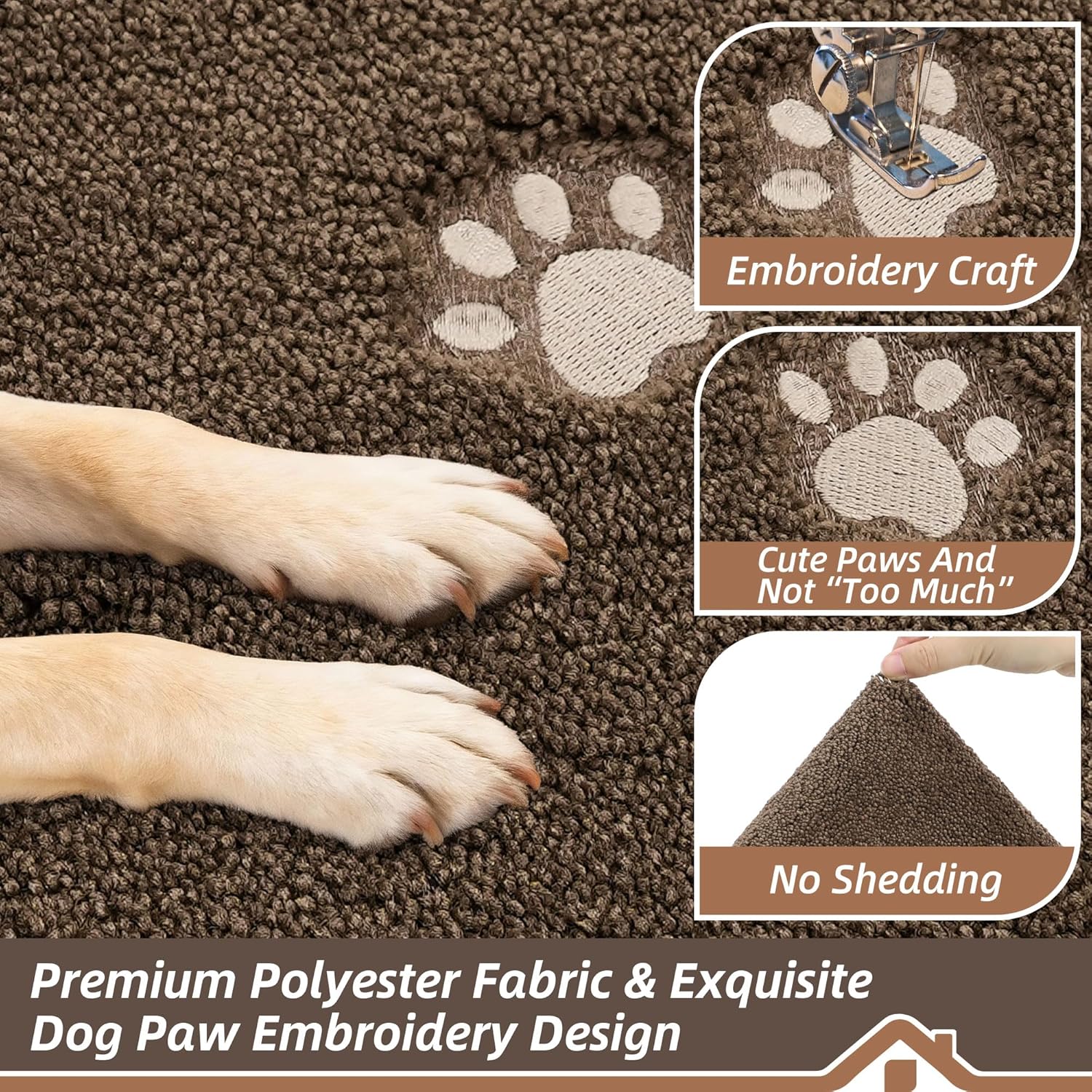 BEQHAUSE Dog Door Mat for Mud Paws Dirt Trapper Doormat Non-Slip Entryway Rugs Absorbent Welcome Mat Washable Indoor Floor Mat Low-Profile for Front Door, 32" x 48", Brown