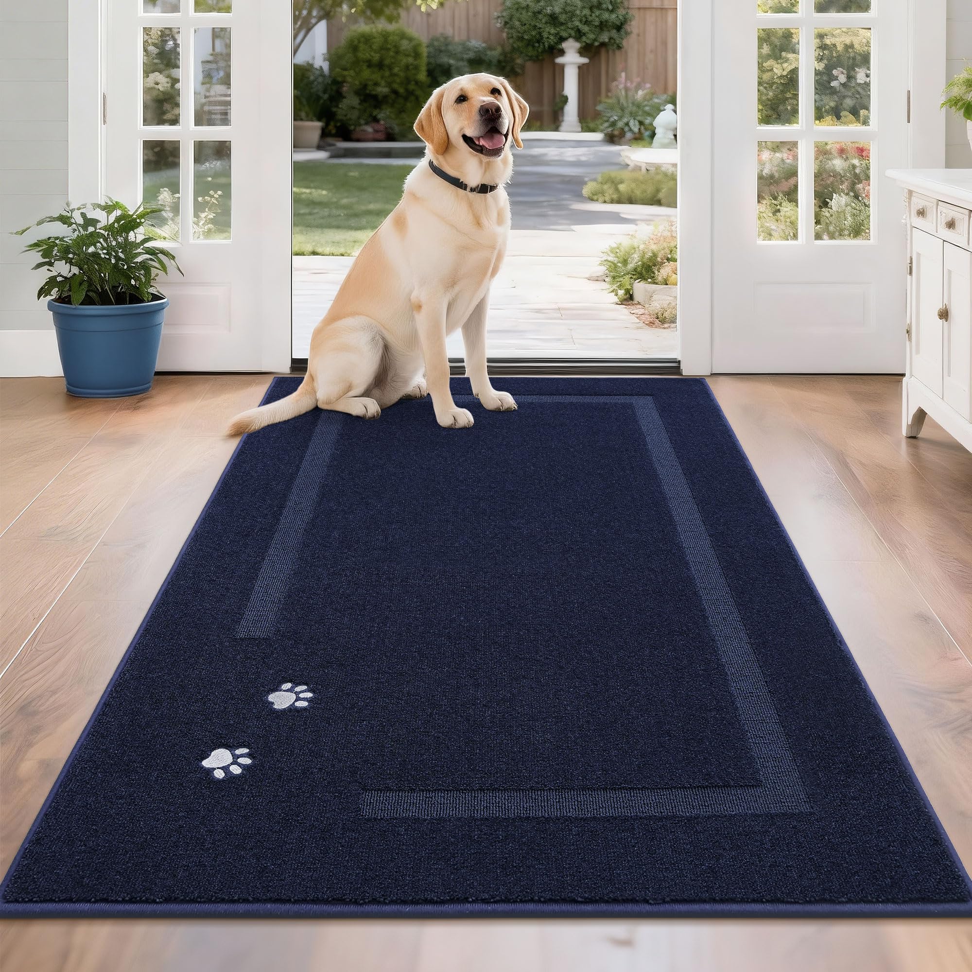 BEQHAUSE Dog Door Mat for Mud Paws Dirt Trapper Doormat Non-Slip Entryway Rugs Absorbent Welcome Mat Washable Indoor Floor Mat Low-Profile for Front Door, 32" x 48", Brown