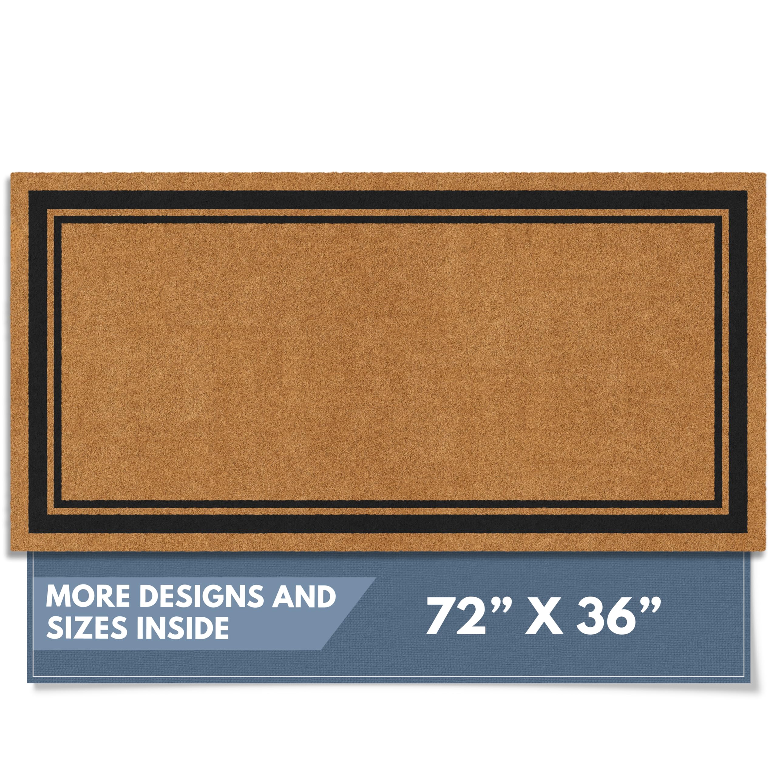 Barnyard Designs Natural Coco Coir Heavy Duty Backing Doormat - Large Cute Non-Slip Front Door Welcome Mat for Outside Entrance or Porch Entry, Brown (17x30, Paws)
