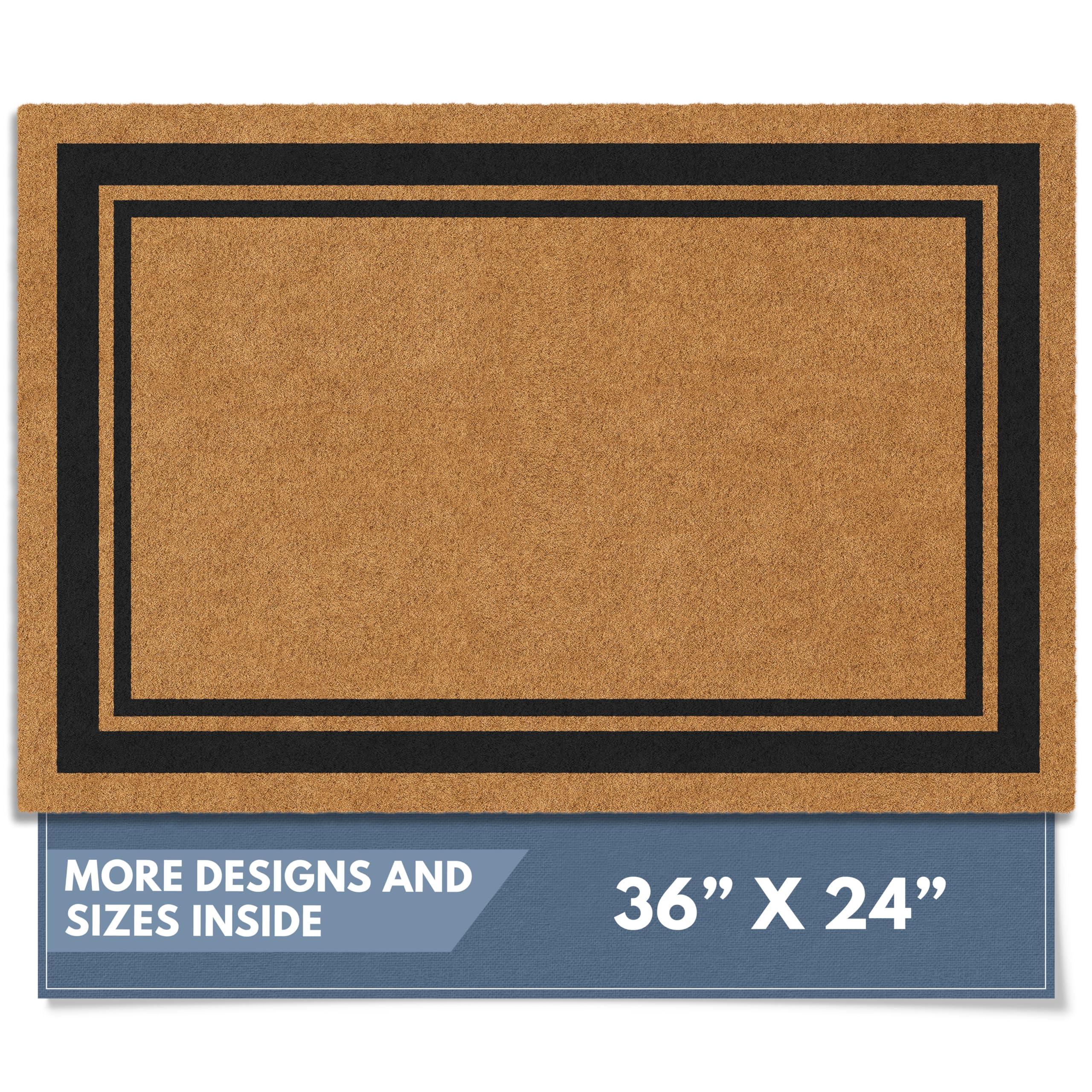 Barnyard Designs Natural Coco Coir Heavy Duty Backing Doormat - Large Cute Non-Slip Front Door Welcome Mat for Outside Entrance or Porch Entry, Brown (17x30, Paws)