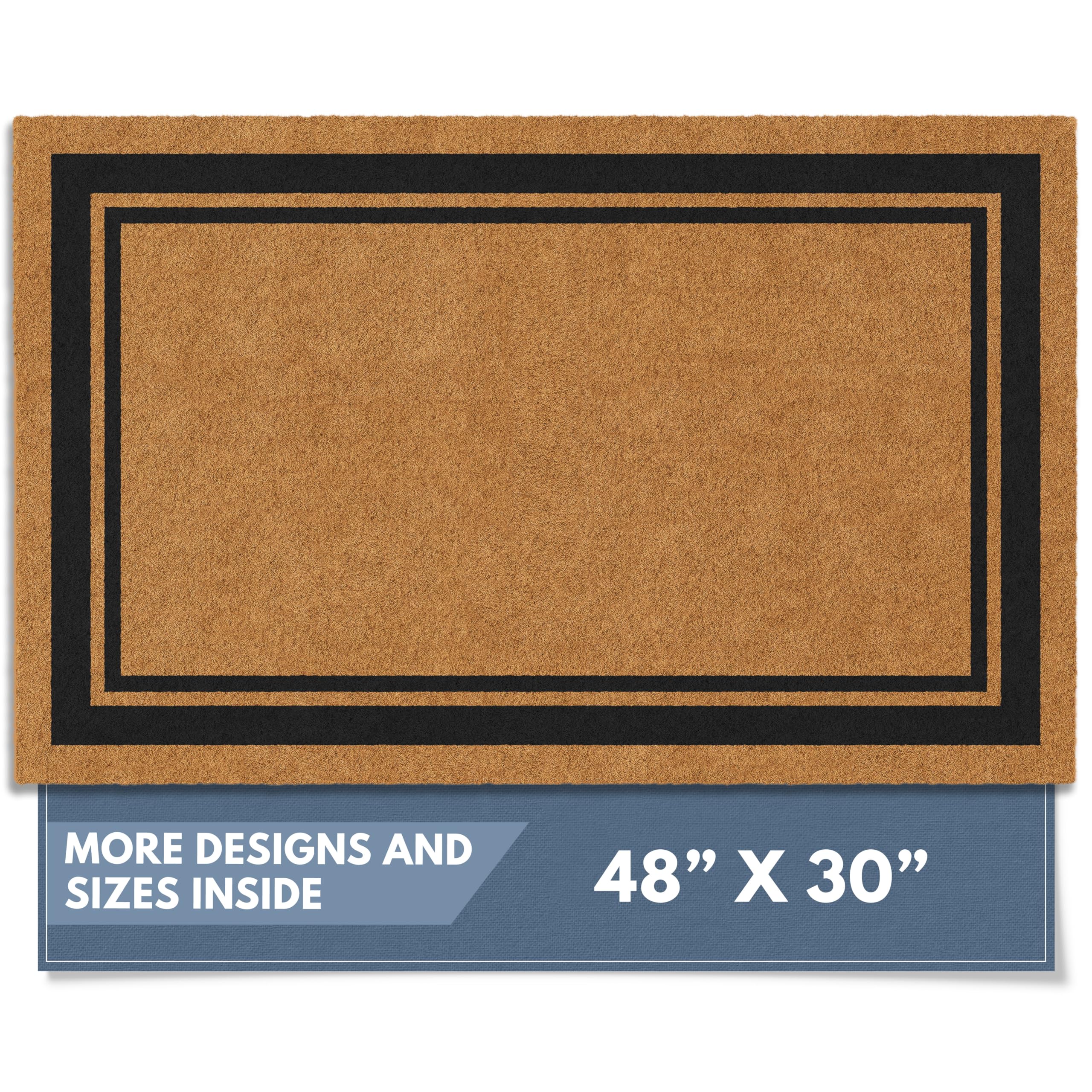 Barnyard Designs Natural Coco Coir Heavy Duty Backing Doormat - Large Cute Non-Slip Front Door Welcome Mat for Outside Entrance or Porch Entry, Brown (17x30, Paws)