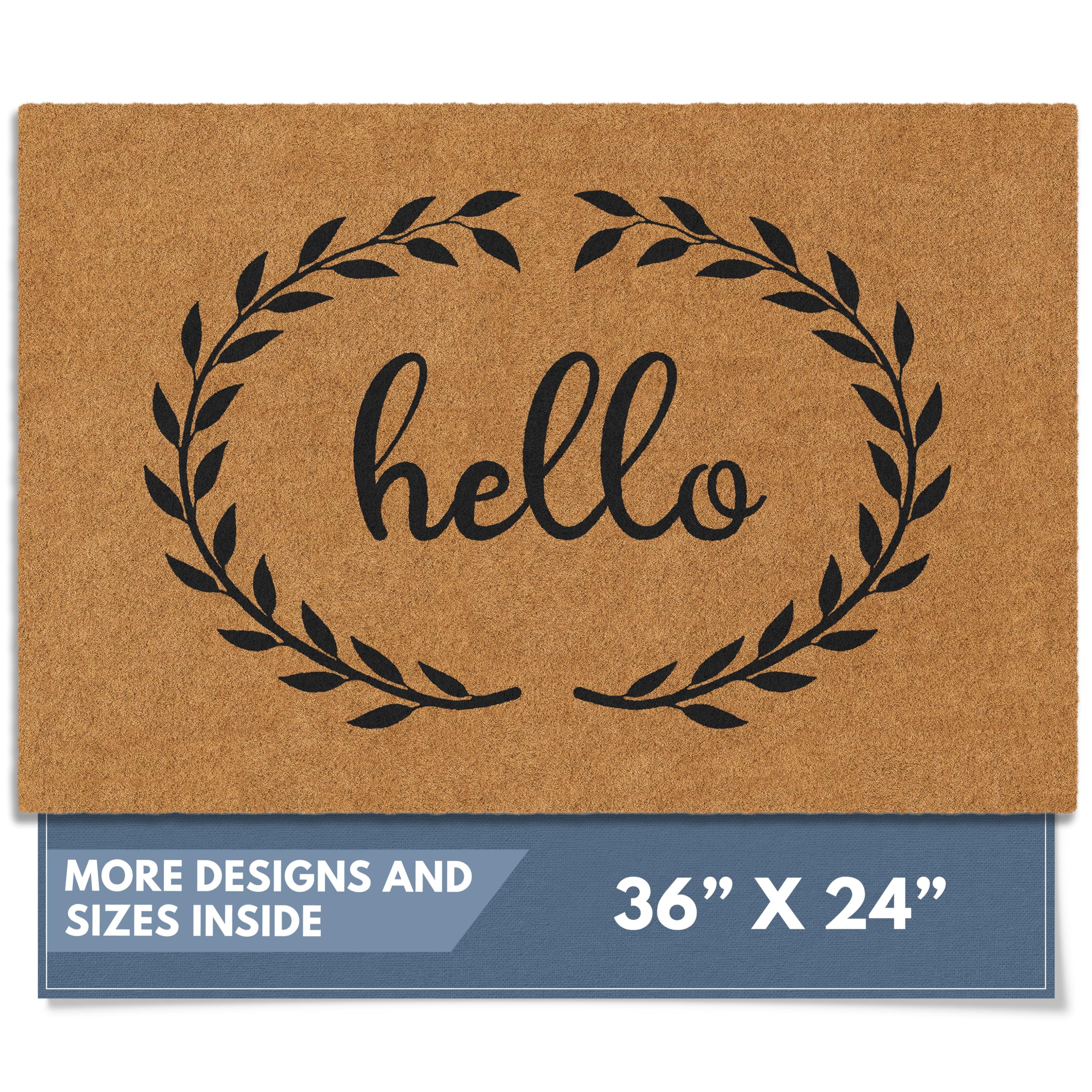 Barnyard Designs Natural Coco Coir Heavy Duty Backing Doormat - Large Cute Non-Slip Front Door Welcome Mat for Outside Entrance or Porch Entry, Brown (17x30, Paws)