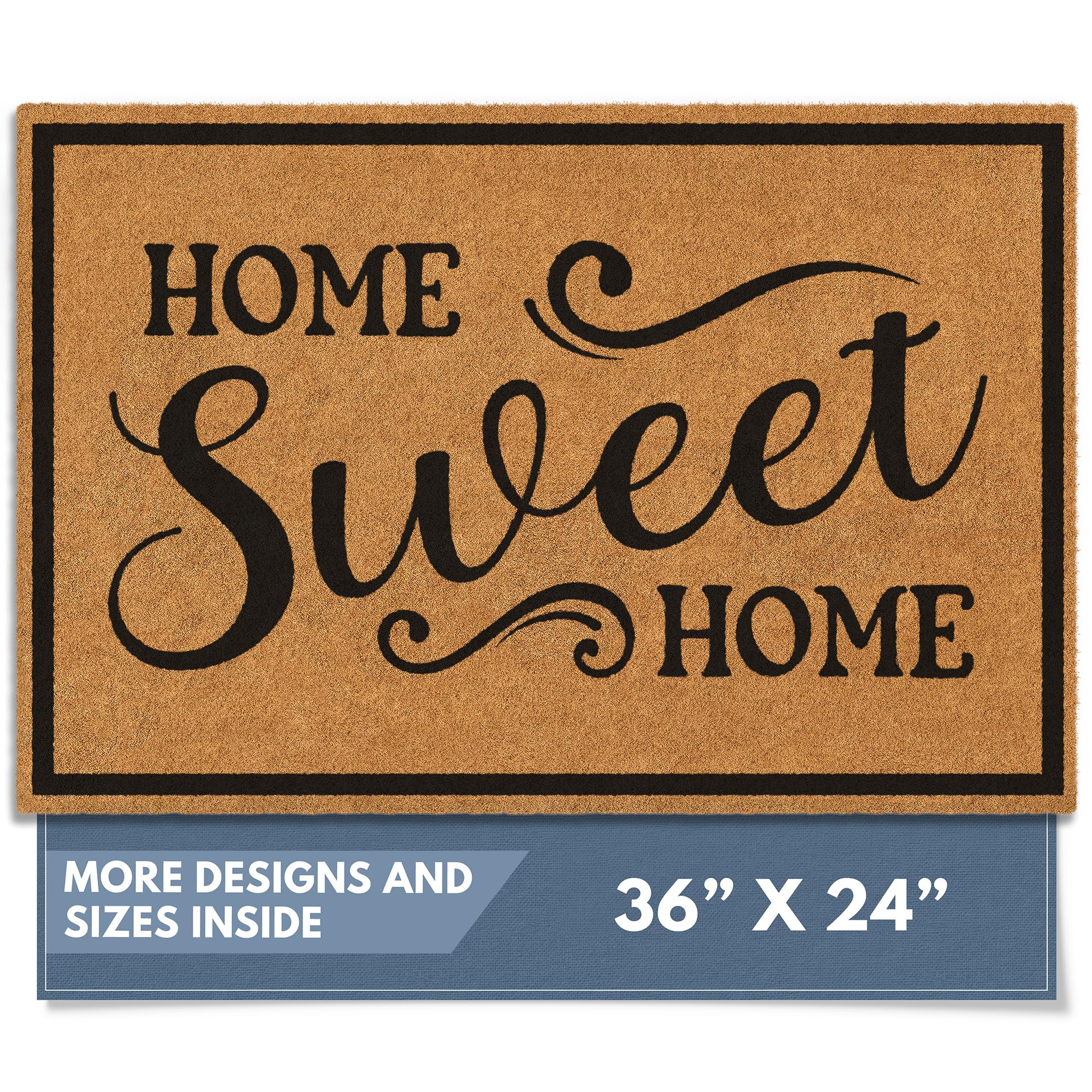 Barnyard Designs Natural Coco Coir Heavy Duty Backing Doormat - Large Cute Non-Slip Front Door Welcome Mat for Outside Entrance or Porch Entry, Brown (17x30, Welcome Paws)